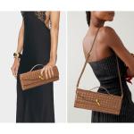 Joryin Woven Purse For Women Evening Clutch Woven Leather Handbags Crossbody Bag Suede Purse Formal Evening Bag, Chestnut