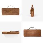 Joryin Woven Purse For Women Evening Clutch Woven Leather Handbags Crossbody Bag Suede Purse Formal Evening Bag, Chestnut