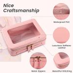 Aveniee Clear Makeup Bag Organizer, Travel Toiletry Bag for Women, Waterproof Cosmetic Pouch with Zippers,Car Accessories Organizers and Storage Case,Pink,Medium Classic
