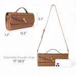 Joryin Woven Purse For Women Evening Clutch Woven Leather Handbags Crossbody Bag Suede Purse Formal Evening Bag, Chestnut
