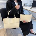 Women Leather Woven Shoulder Bag,Ladies Top Handle Satchel Tote Work Bag