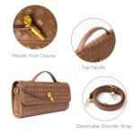 Joryin Woven Purse For Women Evening Clutch Woven Leather Handbags Crossbody Bag Suede Purse Formal Evening Bag, Chestnut