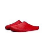 CAGLGLZ Real Fur Slides Mules for Women Round Toe Slip on Sandals Fuzzy Luxury Platform Clogs Slippers Comfortable Fashion Cute Shoes(Red,9.5)