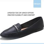Obtaom Women's Black Faux Leather Ballet Flats