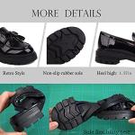 British Style Women's Fashion Loafers, Patent Leather Tassel Loafers, Black Thick-Soled Loafers, Slip-on Thick-Soled Loafers, Simple Casual Flat Shoes,002black,size7.5…