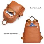 Kattee Genuine Leather Backpack Purse for Women Multi-functional Elegant Daypack Soft Leather Shoulder Bag Shopping Trip, Medium, Brown