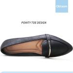 Obtaom Women's Black Faux Leather Ballet Flats