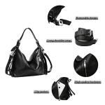 HESHE Shoulder Bag Designer Soft Genuine Leather Handbags for Women Hobo Crossbody Bags Tote Purse Zipper Work Bag （Black）