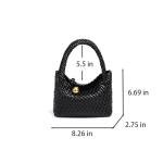 Waiyqju Mini Woven Women's Handbag Lightweight Luxury Vegan Leather Handle Fashion Business Daily Crossbody Bag (3# Black)