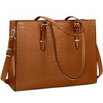 Laptop Bag for Women 15.6 Inch Laptop Tote Bag Leather Classy Computer Briefcase for Work Waterproof Handbag Professional Shoulder Bag Women Business Office Bag Large Capacity(Brown)