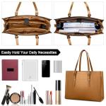 Laptop Bag for Women 15.6 Inch Laptop Tote Bag Leather Classy Computer Briefcase for Work Waterproof Handbag Professional Shoulder Bag Women Business Office Bag Large Capacity(Brown)