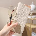 Luxury Beige Leather Eyeglass Case for Women