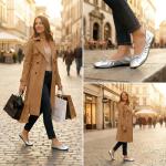 Women's Foldable Ballet Flats – Portable Flat Shoes for Travel and Wedding that Fit in Your Purse (L, Silver)