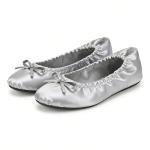 Women's Foldable Ballet Flats – Portable Flat Shoes for Travel and Wedding that Fit in Your Purse (L, Silver)