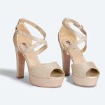 IDIFU Women's Platform Strappy Chunky High Heels Dress Sandals Peep Toe Wedding Party Evening Shoes for Women Bride (Gold Shiny, 7 M US)