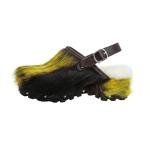 Luxury Cowhide Hair Platform Clogs with Adjustable Strap