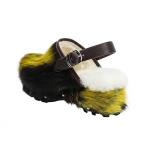 Luxury Cowhide Hair Platform Clogs with Adjustable Strap