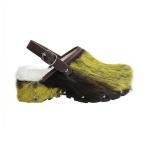 Luxury Cowhide Hair Platform Clogs with Adjustable Strap