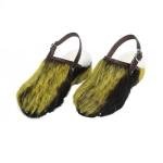 Luxury Cowhide Hair Platform Clogs with Adjustable Strap