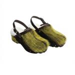 Luxury Cowhide Hair Platform Clogs with Adjustable Strap