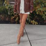 Tan Embroidered Cowgirl Knee-High Boots for Women