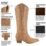 Tan Embroidered Cowgirl Knee-High Boots for Women