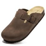 Vayfio Women's Tan Suede Clogs with Arch Support