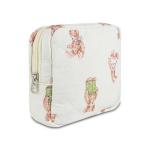 Floral Quilted Makeup Bag with Bear Design