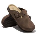 Vayfio Women's Tan Suede Clogs with Arch Support