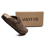 Vayfio Women's Tan Suede Clogs with Arch Support