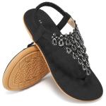 Chic Black T-Strap Flat Sandals for Women