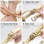 AIUNIIND Women's Rhinestone Bow Heels - Gold