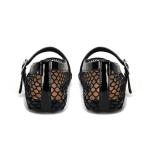 DOEYG Black Mesh Ballet Flats with Buckle Strap