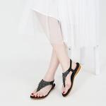 Chic Black T-Strap Flat Sandals for Women