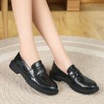 Women’s Black Slip-On Leather Penny Loafers