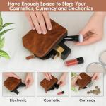 Antiq Tan Leather Mini Makeup Bag