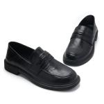 Women’s Black Slip-On Leather Penny Loafers