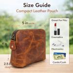 Antiq Tan Leather Mini Makeup Bag