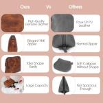 Antiq Tan Leather Mini Makeup Bag