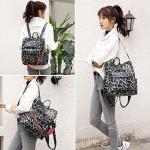 ZOCILOR Women's Convertible Backpack Purse in Grey Leopard