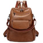 Stylish Waterproof Brown PU Leather Backpack
