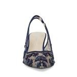 Betsey Johnson Navy Embroidered Slingback Evening Pumps