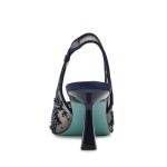 Betsey Johnson Navy Embroidered Slingback Evening Pumps
