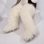 YFJNV Black Over the Knee Fur Boots