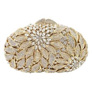 Luxury Flower Clutch Purse with Rhinestones