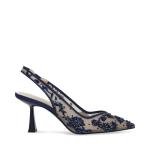 Betsey Johnson Navy Embroidered Slingback Evening Pumps