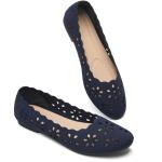 Navy Mesh Ballet Flats with Flower Eyelets