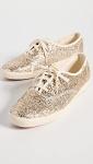 Keds Gold Glitter Lace-Up Sneakers for Women