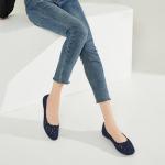 Navy Mesh Ballet Flats with Flower Eyelets