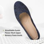 Navy Mesh Ballet Flats with Flower Eyelets
